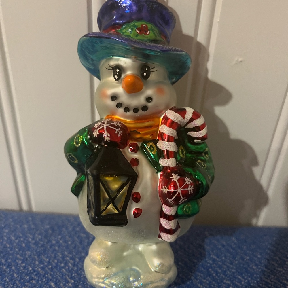 Christopher Radko Festive Handblown Glass Snowman Ornament